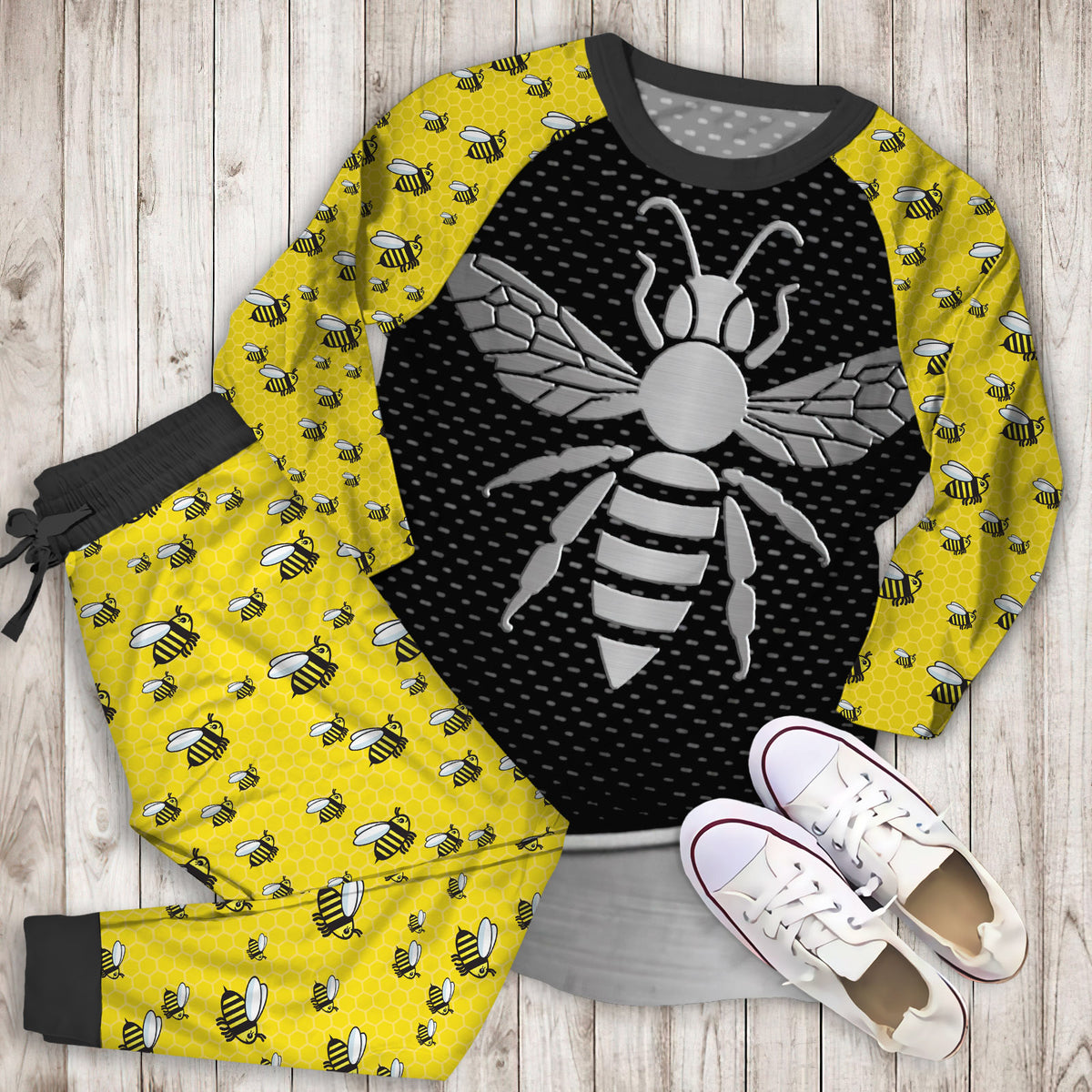 Bee SilPajama Set | Pajamas | Cotton Sleepwear Sets | Soft Long Sleeve Pjs | Raglan Shirt and Pants Set