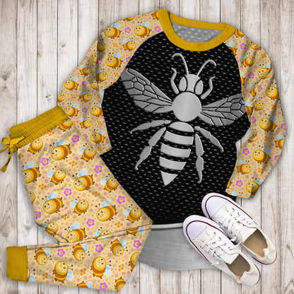 Bee SilPajama Set | Pajamas | Cotton Sleepwear Sets | Soft Long Sleeve Pjs | Raglan Shirt and Pants Set