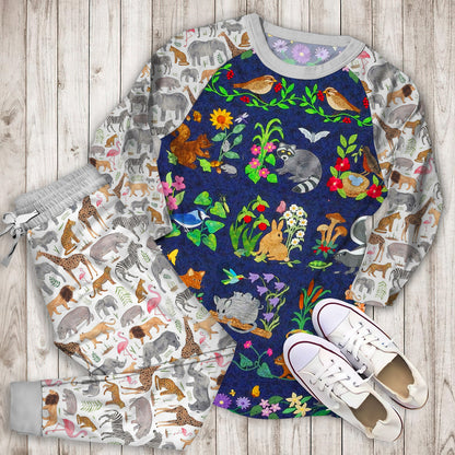 Animal Pajama Set | Pajamas | Cotton Sleepwear Sets | Soft Long Sleeve Pjs | Raglan Shirt and Pants Set