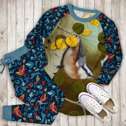Bird Pajama Set | Pajamas | Cotton Sleepwear Sets | Soft Long Sleeve Pjs | Raglan Shirt and Pants Set