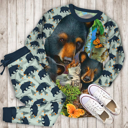 Bear Pajama Set | Pajamas | Cotton Sleepwear Sets | Soft Long Sleeve Pjs | Raglan Shirt and Pants Set
