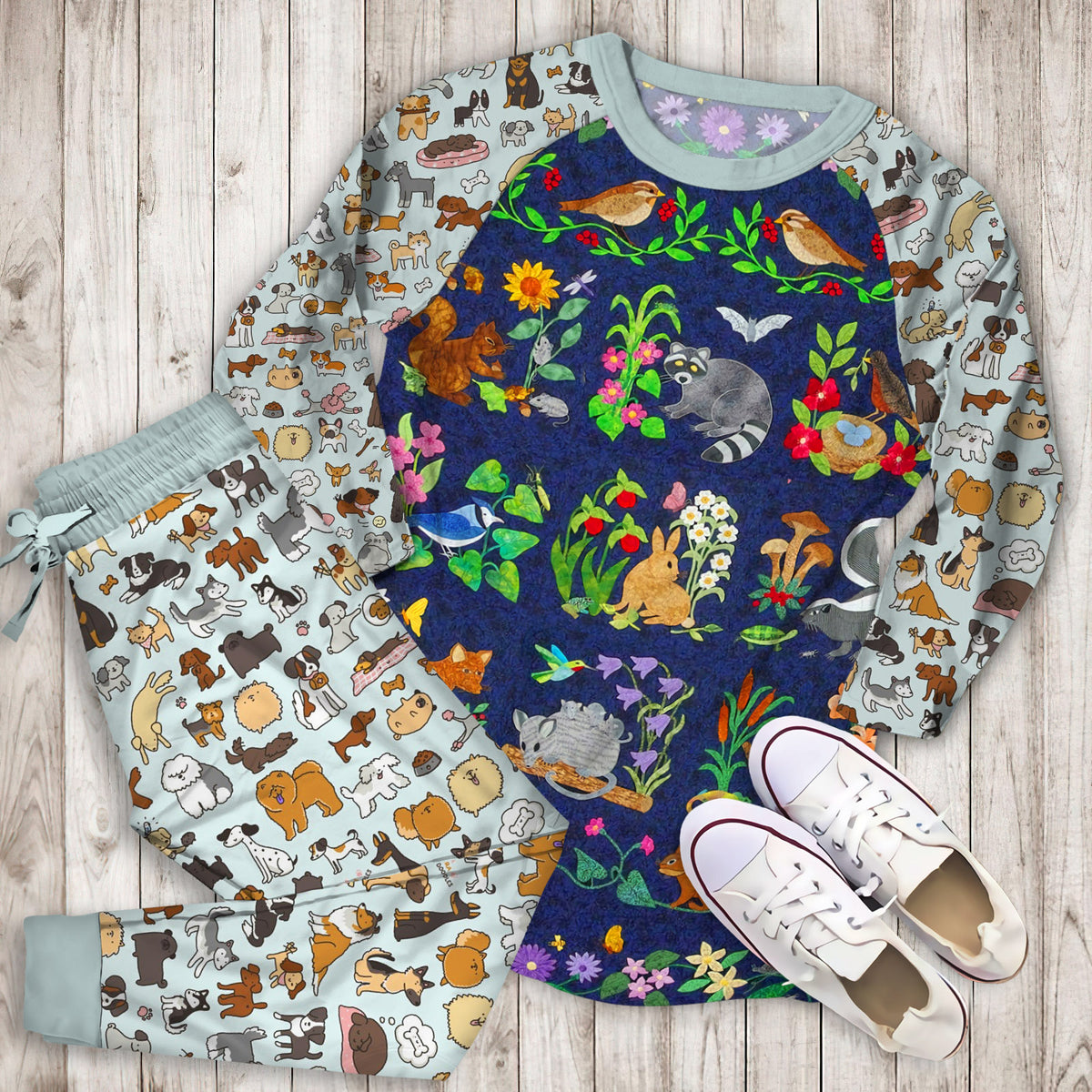 Animal Pajama Set | Pajamas | Cotton Sleepwear Sets | Soft Long Sleeve Pjs | Raglan Shirt and Pants Set