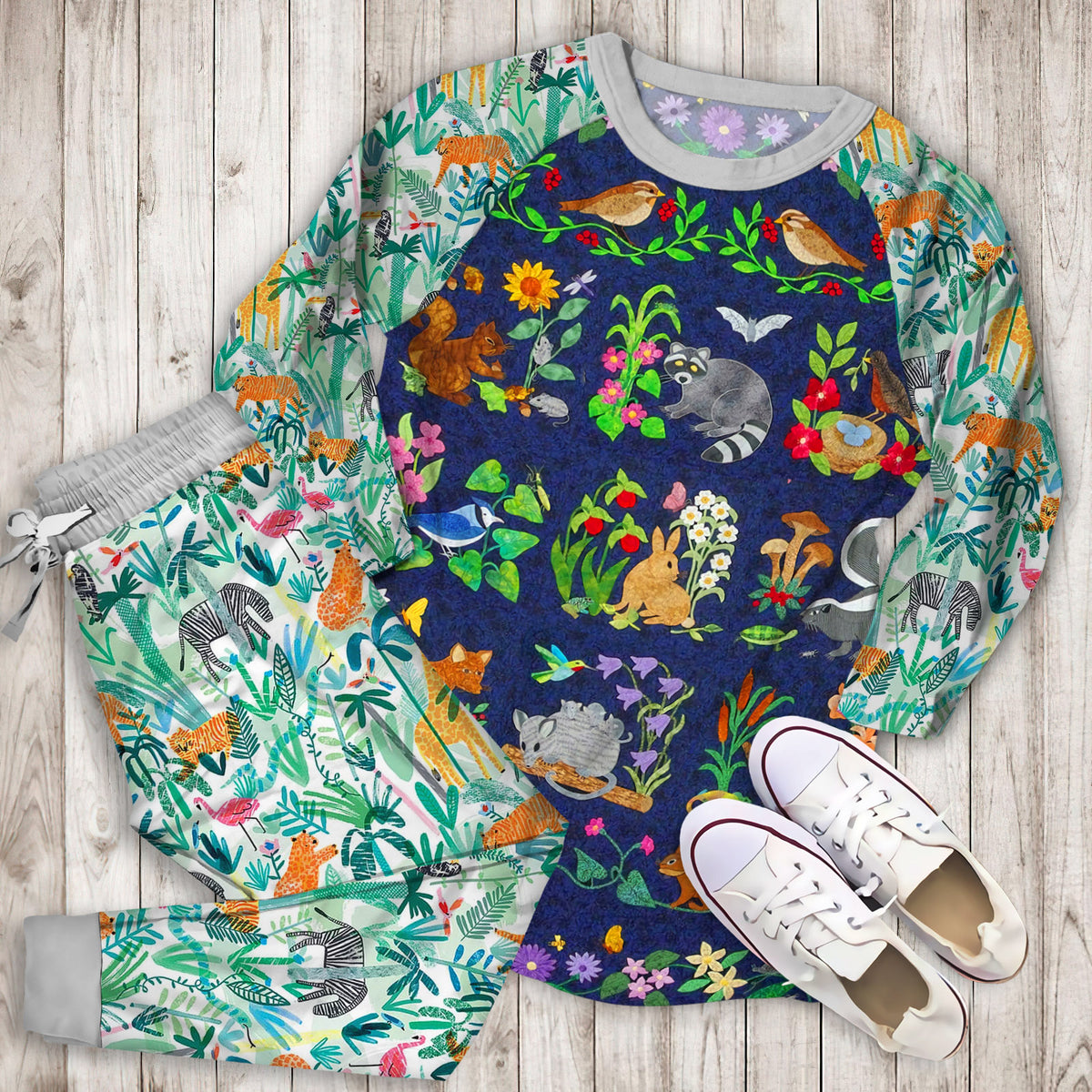 Animal Pajama Set | Pajamas | Cotton Sleepwear Sets | Soft Long Sleeve Pjs | Raglan Shirt and Pants Set