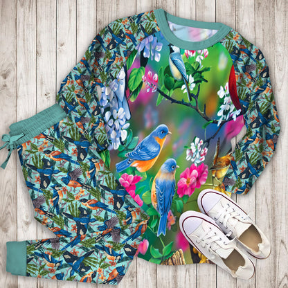 Birds Family Pajama Set | Pajamas | Cotton Sleepwear Sets | Soft Long Sleeve Pjs | Raglan Shirt and Pants Set