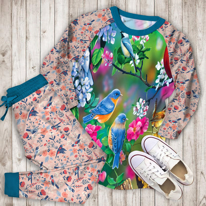 Birds Family Pajama Set | Pajamas | Cotton Sleepwear Sets | Soft Long Sleeve Pjs | Raglan Shirt and Pants Set
