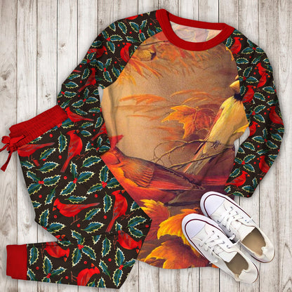 Cardinal Pajama Set | Pajamas | Cotton Sleepwear Sets | Soft Long Sleeve Pjs | Raglan Shirt and Pants Set