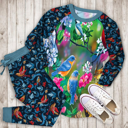 Birds Family Pajama Set | Pajamas | Cotton Sleepwear Sets | Soft Long Sleeve Pjs | Raglan Shirt and Pants Set