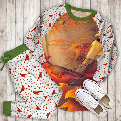 Cardinal Pajama Set | Pajamas | Cotton Sleepwear Sets | Soft Long Sleeve Pjs | Raglan Shirt and Pants Set