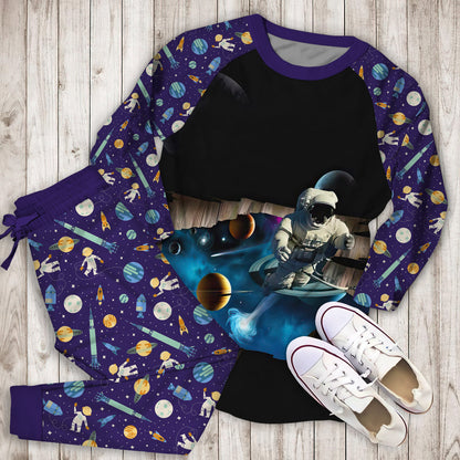 Astronaut And Outer Space Pajama Set |Sleepwear Pjs Sets | Raglan Shirt Pants Set