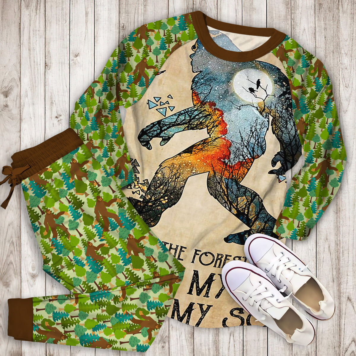 Bigfoot Pajama Set | Pajamas | Cotton Sleepwear Sets | Soft Long Sleeve Pjs | Raglan Shirt and Pants Set