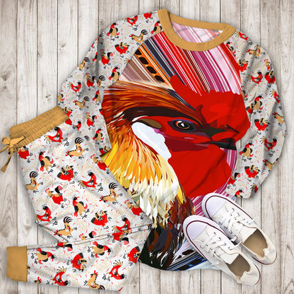 Rooster Pajama Set | Pajamas | Cotton Sleepwear Sets | Soft Long Sleeve Pjs | Raglan Shirt and Pants Set