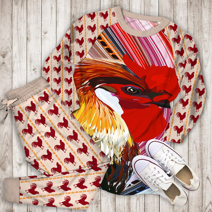 Rooster Pajama Set | Pajamas | Cotton Sleepwear Sets | Soft Long Sleeve Pjs | Raglan Shirt and Pants Set