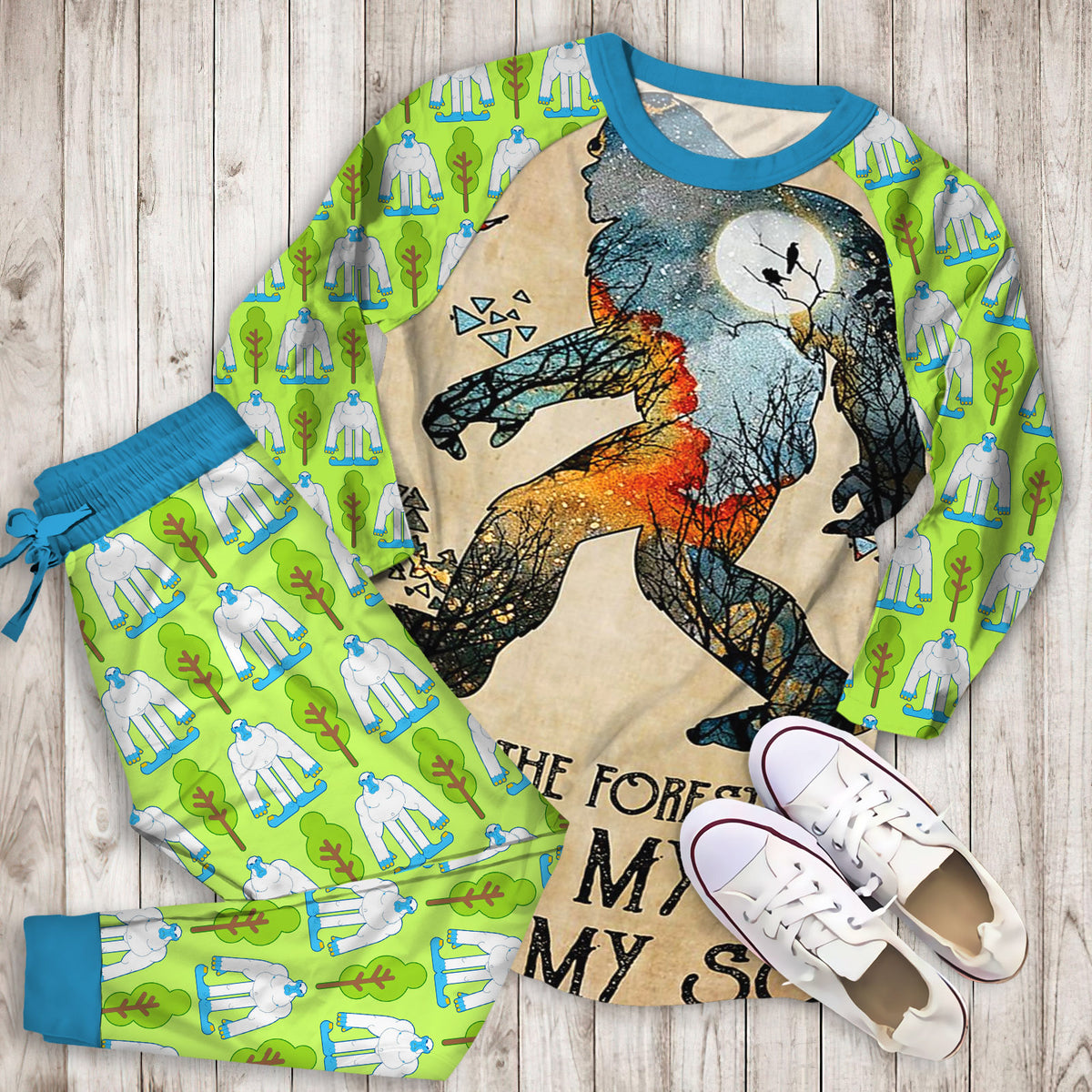 Bigfoot Pajama Set | Pajamas | Cotton Sleepwear Sets | Soft Long Sleeve Pjs | Raglan Shirt and Pants Set