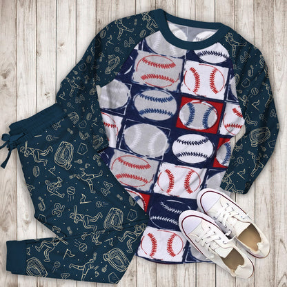 Baseball Pajama Set | Pajamas | Cotton Sleepwear Sets | Soft Long Sleeve Pjs | Raglan Shirt and Pants Set
