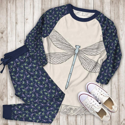 Dragonfly Pajama Set | Pajamas | Cotton Sleepwear Sets | Soft Long Sleeve Pjs | Raglan Shirt and Pants Set