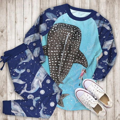 Whale Pajama Set | Pajamas | Cotton Sleepwear Sets | Soft Long Sleeve Pjs | Raglan Shirt and Pants Set