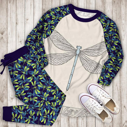 Dragonfly Pajama Set | Pajamas | Cotton Sleepwear Sets | Soft Long Sleeve Pjs | Raglan Shirt and Pants Set
