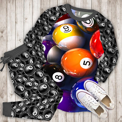 Billiard Pajama Set | Pajamas | Cotton Sleepwear Sets | Soft Long Sleeve Pjs | Raglan Shirt and Pants Set