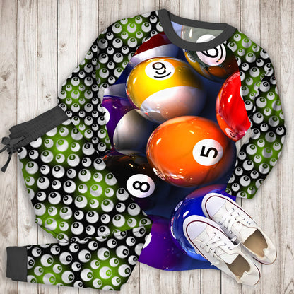 Billiard Pajama Set | Pajamas | Cotton Sleepwear Sets | Soft Long Sleeve Pjs | Raglan Shirt and Pants Set
