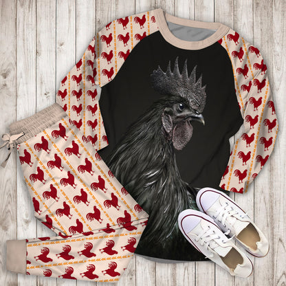 Rooster Pajama Set | Pajamas | Cotton Sleepwear Sets | Soft Long Sleeve Pjs | Raglan Shirt and Pants Set