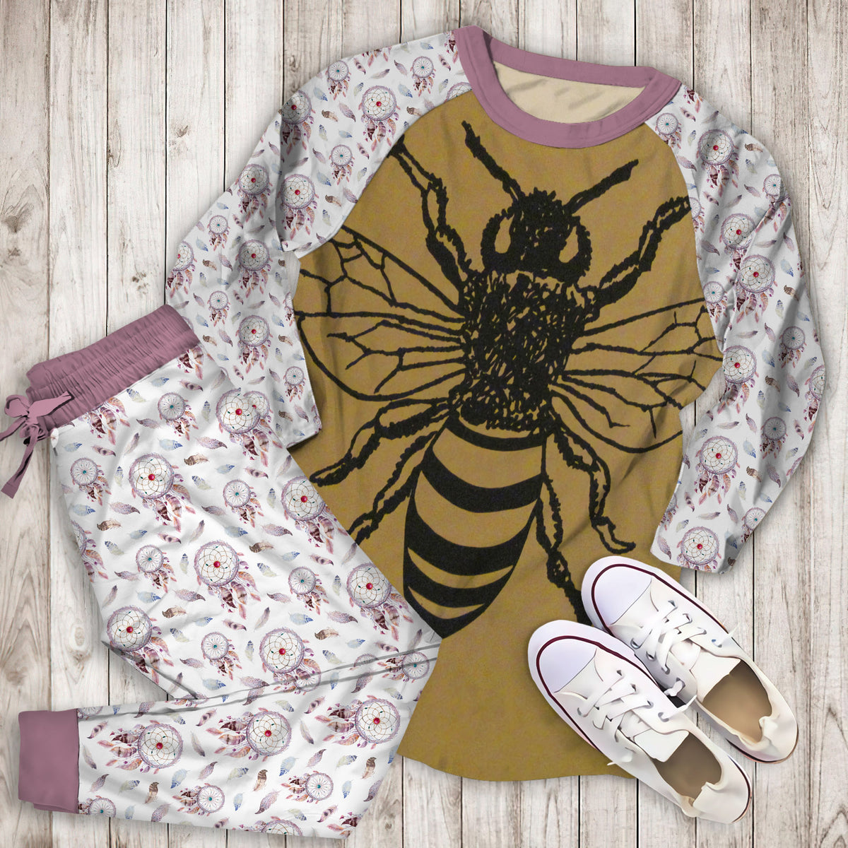 Dreamcatcher Pajama Set | Pajamas | Cotton Sleepwear Sets | Soft Long Sleeve Pjs | Raglan Shirt and Pants Set