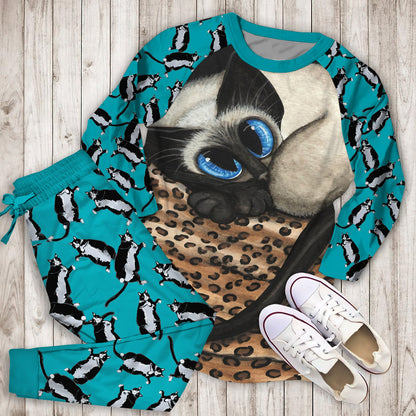 Cat Siamese Pajama Set |Sleepwear Pjs Sets | Raglan Shirt Pants Set