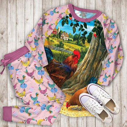Chicken Pajama Set | Pajamas | Cotton Sleepwear Sets | Soft Long Sleeve Pjs | Raglan Shirt and Pants Set