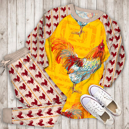 Rooster Pajama Set | Pajamas | Cotton Sleepwear Sets | Soft Long Sleeve Pjs | Raglan Shirt and Pants Set