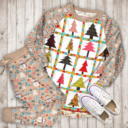 Christmas Tree Pajama Set | Pajamas | Cotton Sleepwear Sets | Soft Long Sleeve Pjs | Raglan Shirt and Pants Set