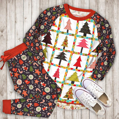 Christmas Tree Pajama Set | Pajamas | Cotton Sleepwear Sets | Soft Long Sleeve Pjs | Raglan Shirt and Pants Set