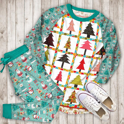 Christmas Tree Pajama Set | Pajamas | Cotton Sleepwear Sets | Soft Long Sleeve Pjs | Raglan Shirt and Pants Set