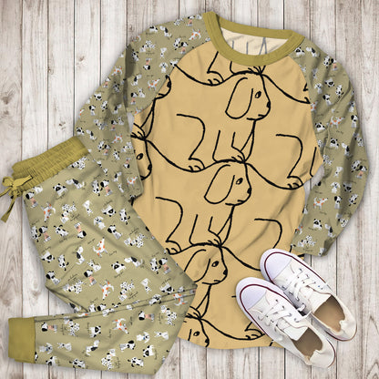 Dog Pajama Set | Pajamas | Cotton Sleepwear Sets | Soft Long Sleeve Pjs | Raglan Shirt and Pants Set