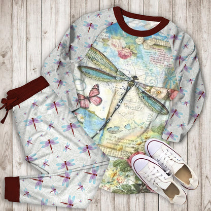 Dragonfly Pajama Set |Sleepwear Pjs Sets | Raglan Shirt Pants Set