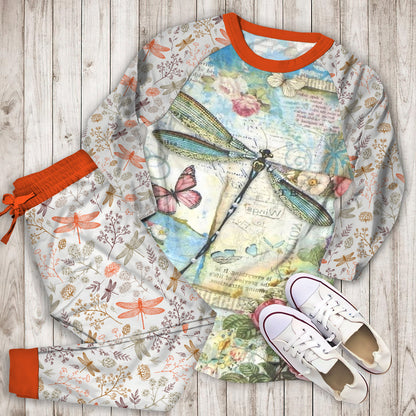 Dragonfly Pajama Set |Sleepwear Pjs Sets | Raglan Shirt Pants Set
