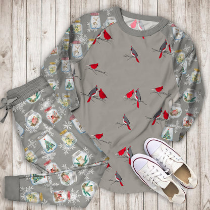 Winter Cardinal Pajama Set |Sleepwear Pjs Sets | Raglan Shirt Pants Set