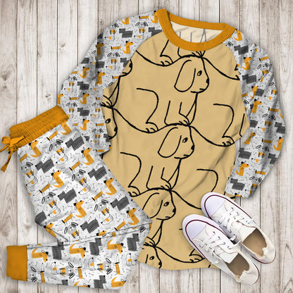 Dog Pajama Set | Pajamas | Cotton Sleepwear Sets | Soft Long Sleeve Pjs | Raglan Shirt and Pants Set