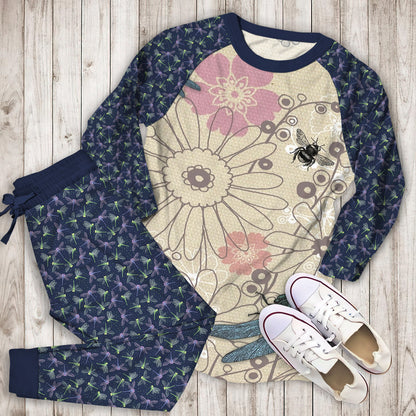 Dragonfly Pajama Set | Pajamas | Cotton Sleepwear Sets | Soft Long Sleeve Pjs | Raglan Shirt and Pants Set