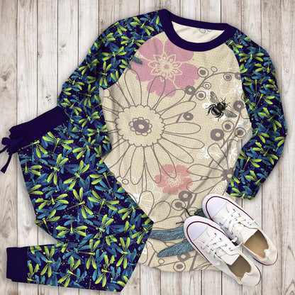 Dragonfly Pajama Set | Pajamas | Cotton Sleepwear Sets | Soft Long Sleeve Pjs | Raglan Shirt and Pants Set