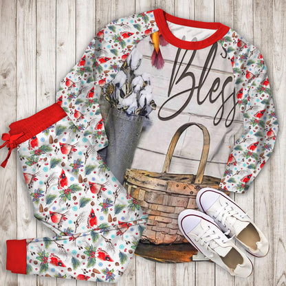 Cardinal Bird Pajama Set | Pajamas | Cotton Sleepwear Sets | Soft Long Sleeve Pjs | Raglan Shirt and Pants Set