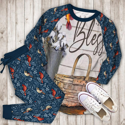 Cardinal Bird Pajama Set | Pajamas | Cotton Sleepwear Sets | Soft Long Sleeve Pjs | Raglan Shirt and Pants Set