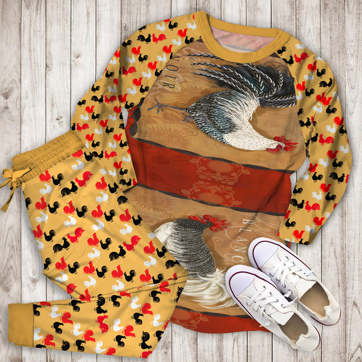 Rooster Pajama Set | Pajamas | Cotton Sleepwear Sets | Soft Long Sleeve Pjs | Raglan Shirt and Pants Set