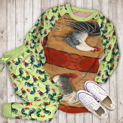 Rooster Pajama Set | Pajamas | Cotton Sleepwear Sets | Soft Long Sleeve Pjs | Raglan Shirt and Pants Set