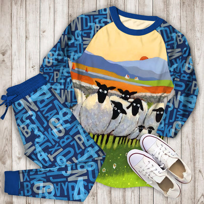 Alpha Pajama Set | Pajamas | Cotton Sleepwear Sets | Soft Long Sleeve Pjs | Raglan Shirt and Pants Set