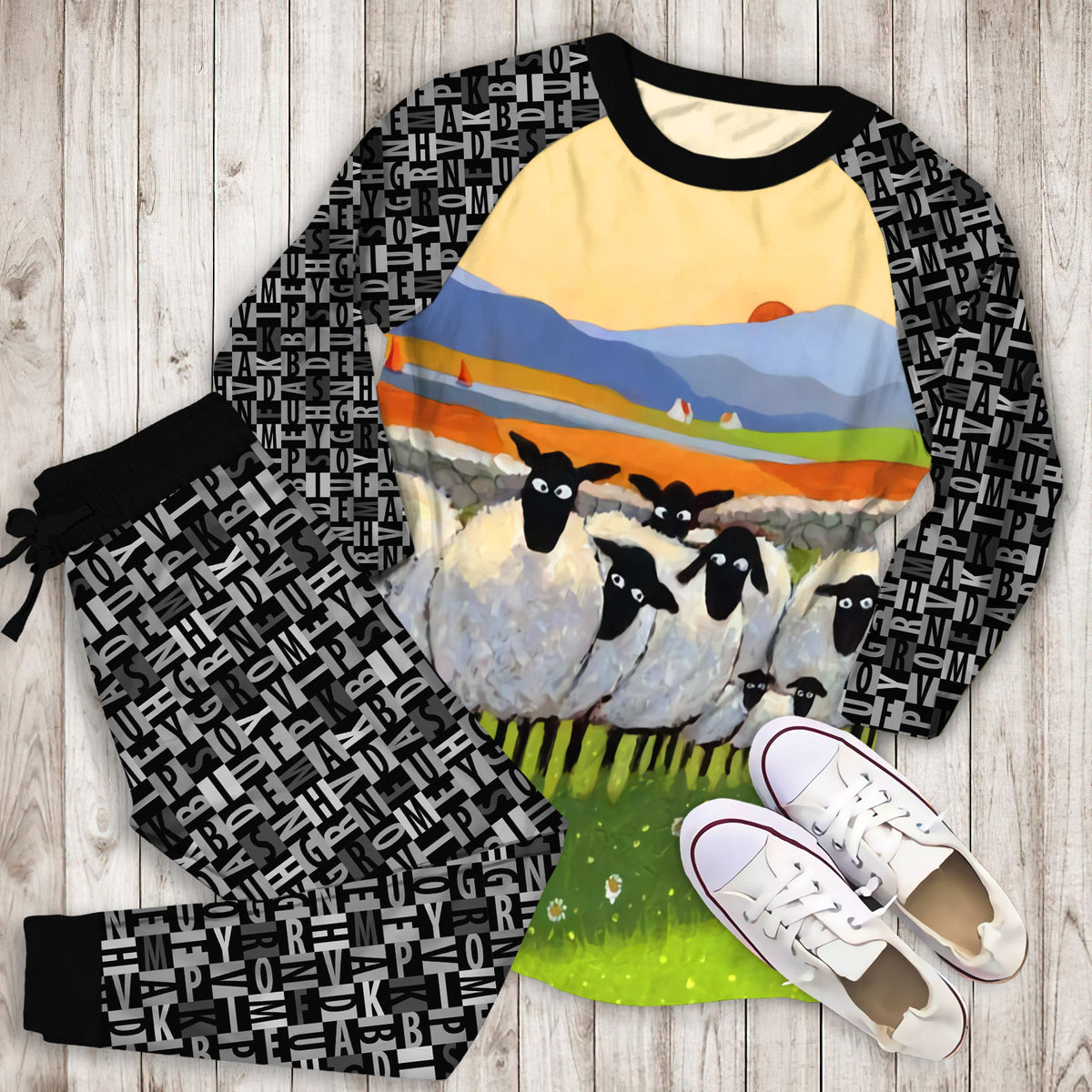 Alpha Pajama Set | Pajamas | Cotton Sleepwear Sets | Soft Long Sleeve Pjs | Raglan Shirt and Pants Set