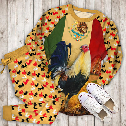 Rooster Mexico Pajama Set |Sleepwear Pjs Sets | Raglan Shirt Pants Set