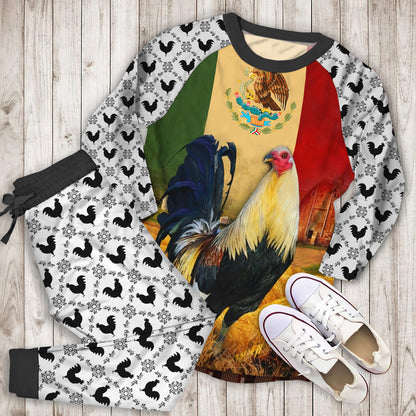Rooster Mexico Pajama Set |Sleepwear Pjs Sets | Raglan Shirt Pants Set