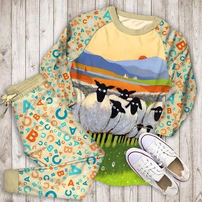 Alpha Pajama Set | Pajamas | Cotton Sleepwear Sets | Soft Long Sleeve Pjs | Raglan Shirt and Pants Set