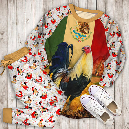 Rooster Mexico Pajama Set |Sleepwear Pjs Sets | Raglan Shirt Pants Set