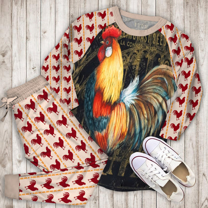 Rooster Pajama Set | Pajamas | Cotton Sleepwear Sets | Soft Long Sleeve Pjs | Raglan Shirt and Pants Set