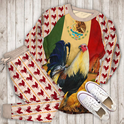 Rooster Mexico Pajama Set |Sleepwear Pjs Sets | Raglan Shirt Pants Set